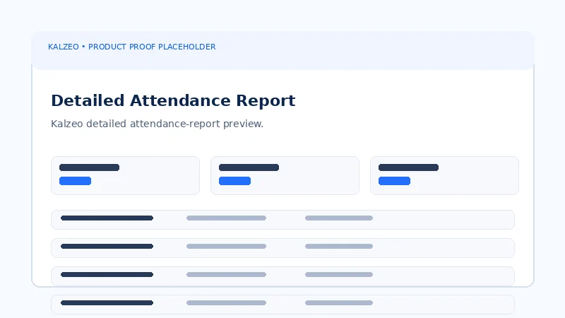 Kalzeo detailed employee attendance report with attendance date status and time information