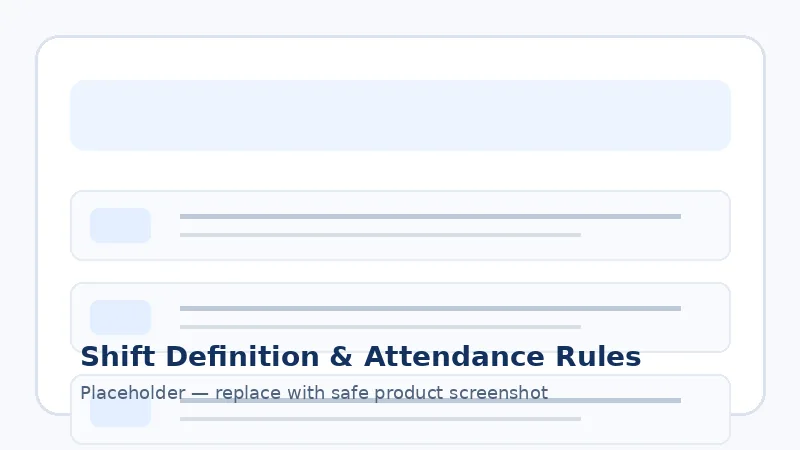 Kalzeo shift management screen showing shift timing and attendance rules